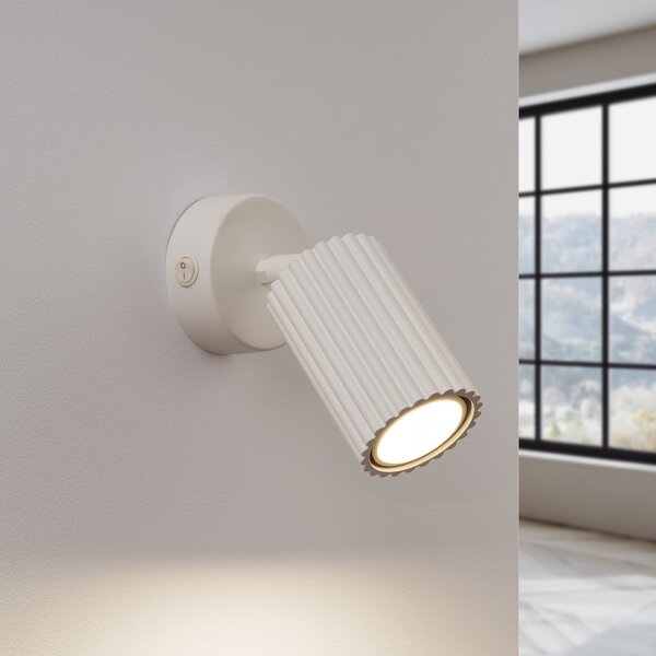 SOLLUX LIGHTING Zidni reflektor carbon, bež, projekcija 16 cm, prekidač, aluminij, Bež, Dnevni boravak/blagovaonica, Aluminij