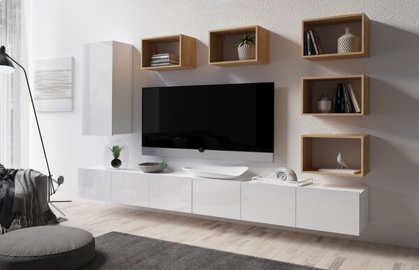 Set za dnevni boravak Calabria C37 WHITE (bijela + hrast zlatni) (bez rasvjete)