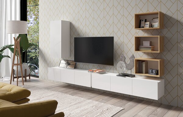 Set za dnevni boravak Calabria C36 WHITE (bijela + hrast zlatni) (bez rasvjete)