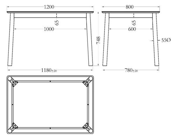 Blagovaonski stol u dekoru hrasta 80x120 cm Barlow – Actona