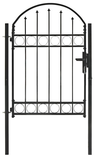 VidaXL Vrata za ogradu s lučnim vrhom čelična 100 x 125 cm crna