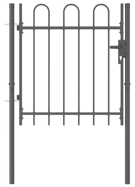 VidaXL Jednostruka vrata za ogradu s lučnim vrhom čelična 1 x 1 m crna