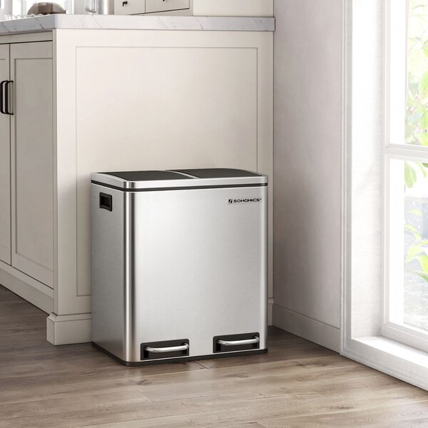 Kanta za odvajanje otpada SORT 30l (2×15l), srebrna/crna SongmicsHome