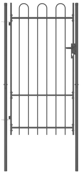 VidaXL Jednostruka vrata za ogradu s lučnim vrhom 1x1,75 m čelik crna
