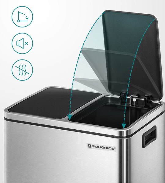 Kanta za odvajanje otpada SORT 30l (2×15l), srebrna/crna SongmicsHome