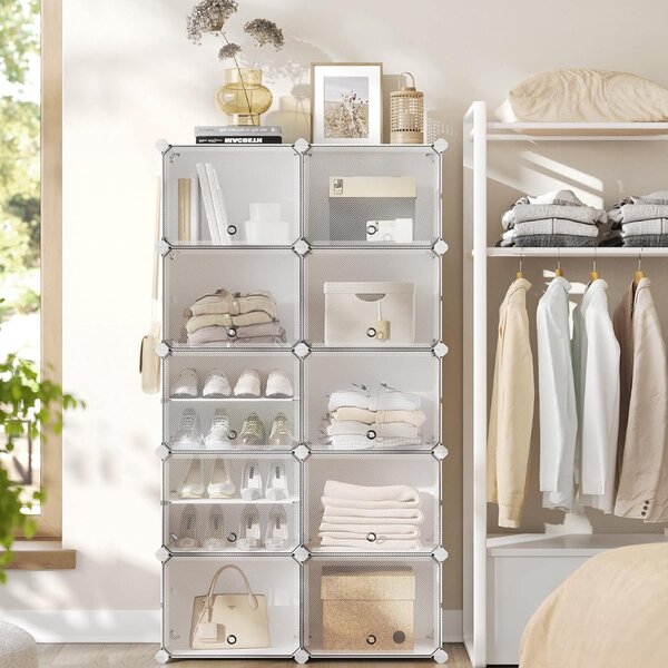 Organizator za obuću KIMBERLY, 10 kutija, bijela/prozirna SongmicsHome