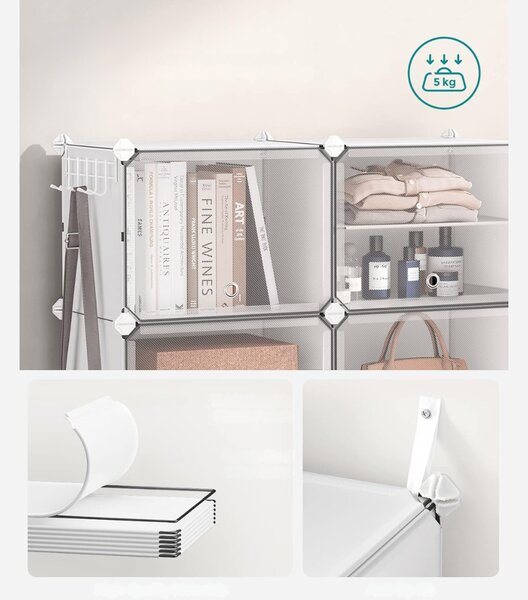 Organizator za obuću KIMBERLY, 10 kutija, bijela/prozirna SongmicsHome
