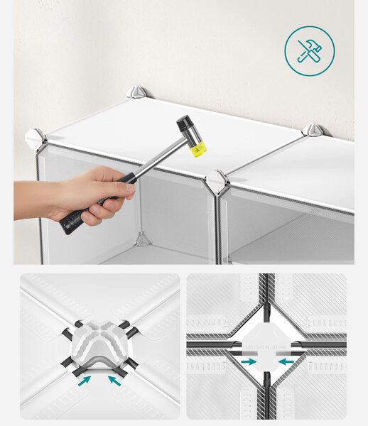 Organizator za obuću KIMBERLY, 10 kutija, bijela/prozirna SongmicsHome