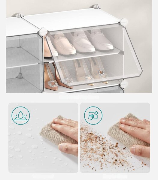 Organizator za obuću KIMBERLY, 10 kutija, bijela/prozirna SongmicsHome