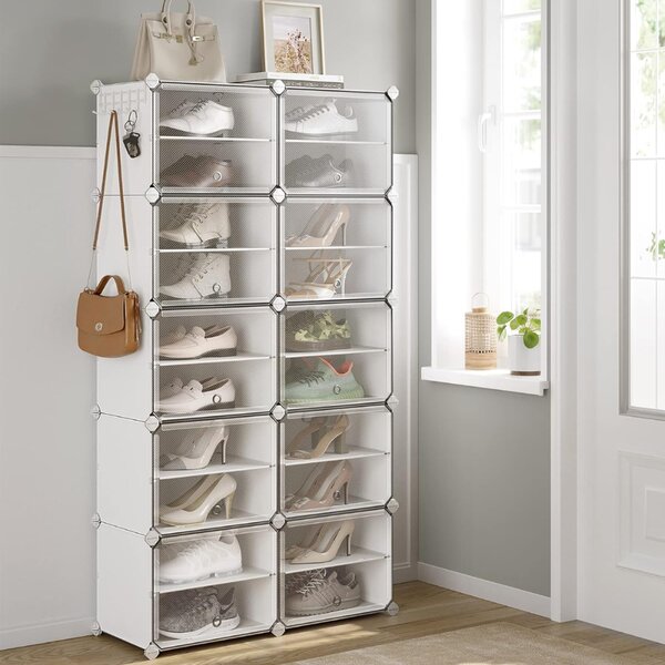 Organizator za obuću KIMBERLY, 10 kutija, bijela/prozirna SongmicsHome