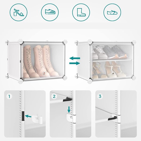 Organizator za obuću KIMBERLY, 10 kutija, bijela/prozirna SongmicsHome