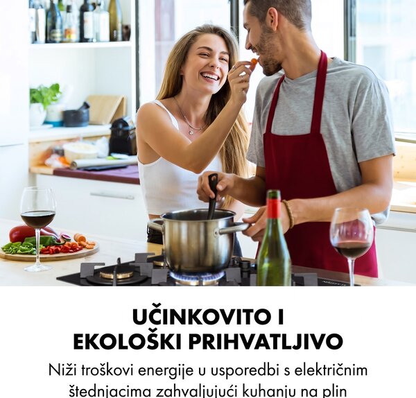 Klarstein Goldflame 5, plinska ploča za kuhanje, 5 mjedenih plamenika, staklokeramika, crna