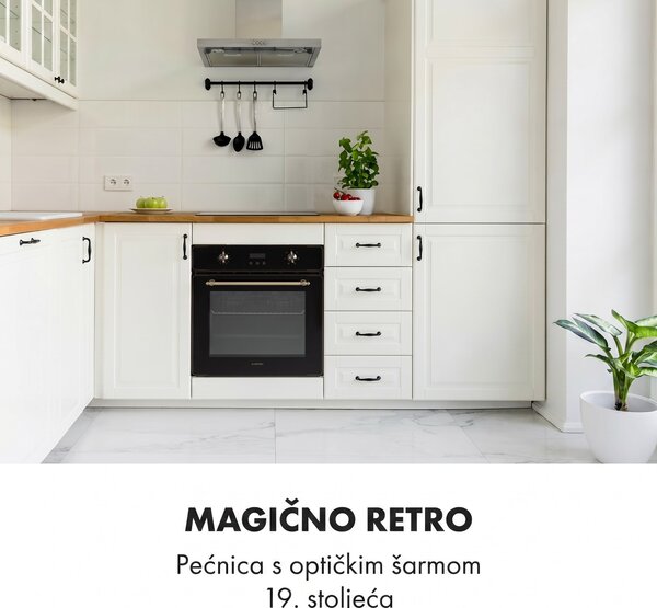 Klarstein Elizabeth, ugradbena pećnica, retro dizajn, 6 funkcija, 50 - 250 ° C, crna