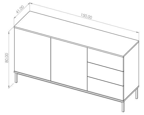 Komoda Quebec K2D3SZ (bijela mat)