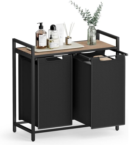 Košara za rublje sa dve uklonjive vrećice, 2 x 46 l, 73 x 33 x 72 cm, smeđe-crna | VASAGLE