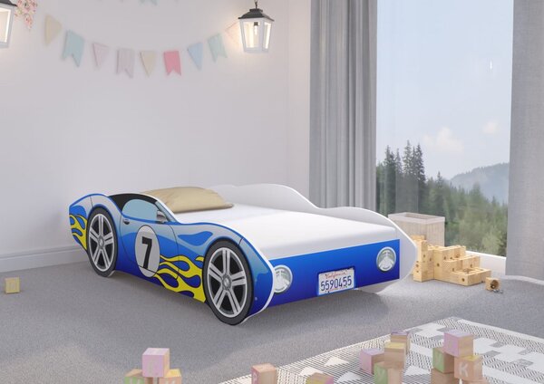 Izuzetan plavi krevet u obliku trkaćeg automobila 160 x 80 cm