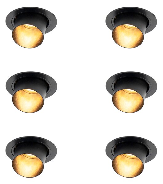 Set od 6 modernih ugradbenih reflektora crni okrugli nagibni - Installa