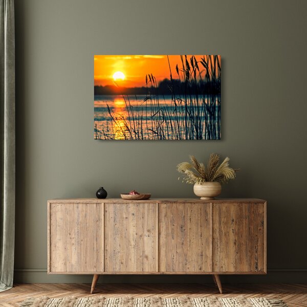 Slika - Zalazak sunca nad jezerom (90x60 cm)