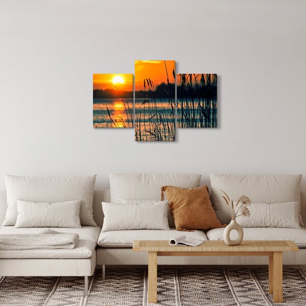 Slika - Zalazak sunca nad jezerom (90x60 cm)
