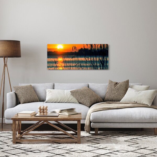 Slika - Zalazak sunca nad jezerom (120x50 cm)