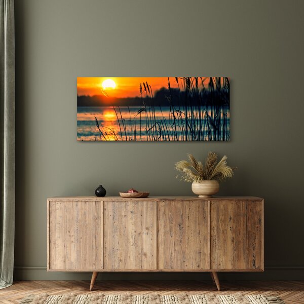 Slika - Zalazak sunca nad jezerom (120x50 cm)