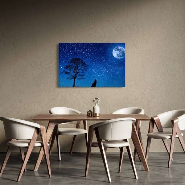 Slika vuka kako zavija na Mjesec (90x60 cm)