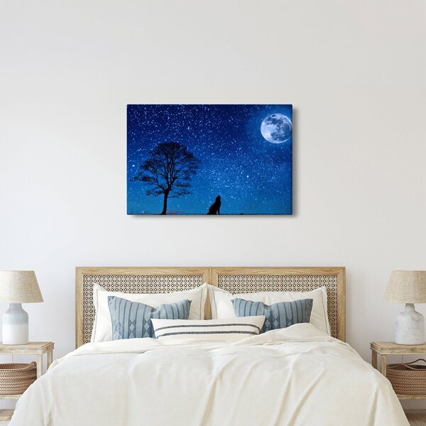 Slika vuka kako zavija na Mjesec (90x60 cm)