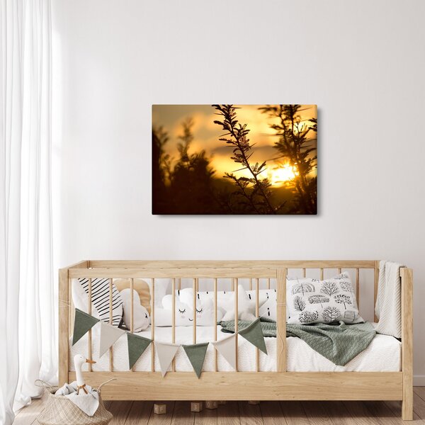 Slika - Zalazak sunca iza stabala (90x60 cm)