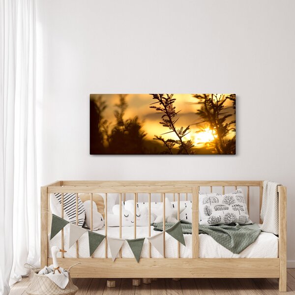Slika - Zalazak sunca iza stabala (120x50 cm)