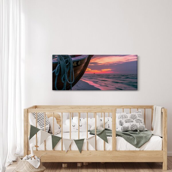 Slika čamca na obali (120x50 cm)