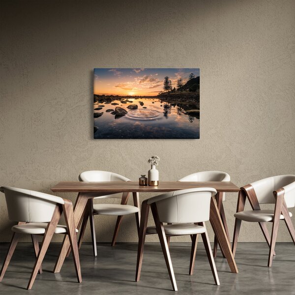 Slika vodene površine pri zalasku sunca (90x60 cm)