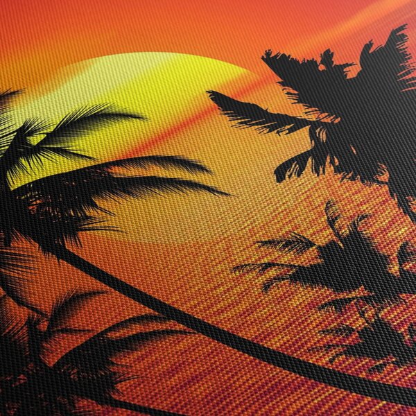 Slika siluete otoka s palmama (120x50 cm)