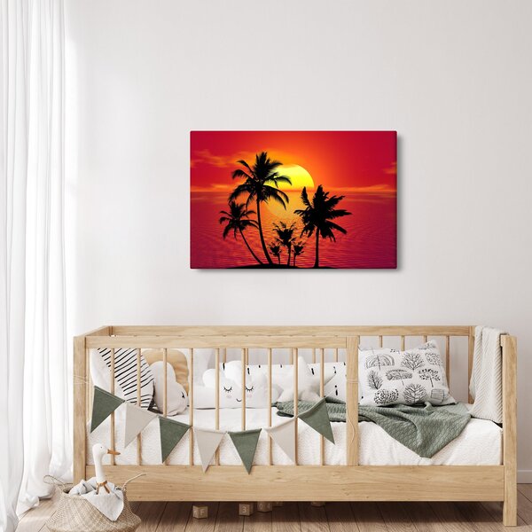 Slika siluete otoka s palmama (90x60 cm)