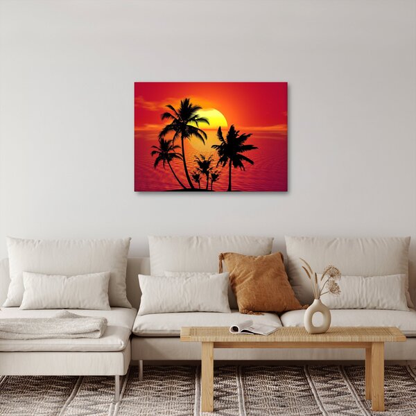 Slika siluete otoka s palmama (70x50 cm)