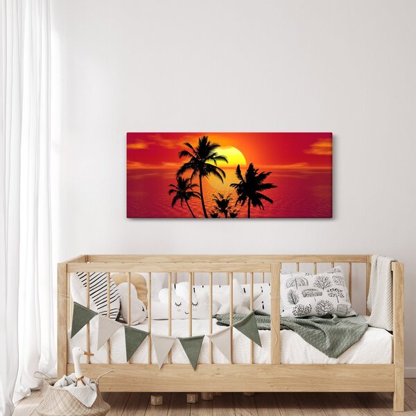 Slika siluete otoka s palmama (120x50 cm)