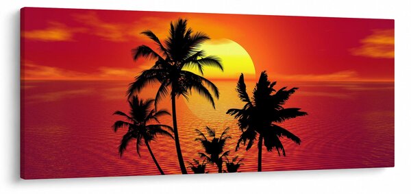 Slika siluete otoka s palmama (120x50 cm)