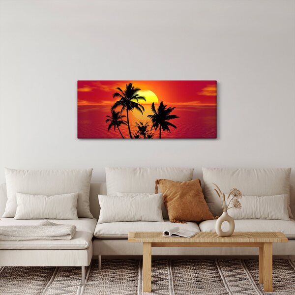 Slika siluete otoka s palmama (120x50 cm)