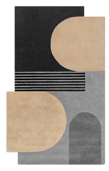 Crni/sivi ručno rađen vunen tepih 150x240 cm Lozenge Monochrome – Flair Rugs