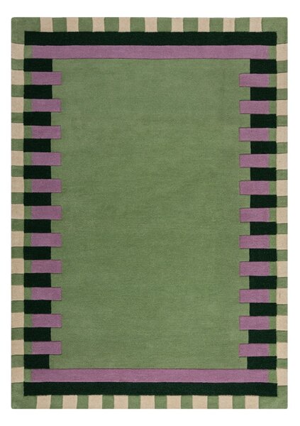 Zeleni/ljubičasti ručno rađen vunen tepih 160x230 cm Kai Wool Border – Flair Rugs