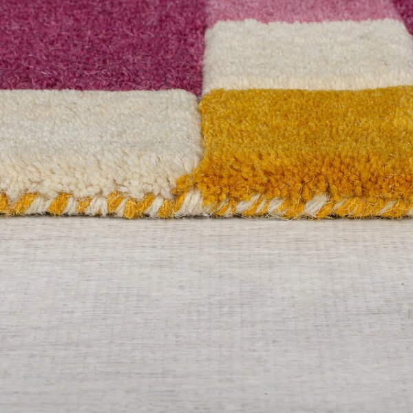 Žuta /ružičasta ručno rađena vunena staza 60x230 cm Kai Wool Border – Flair Rugs