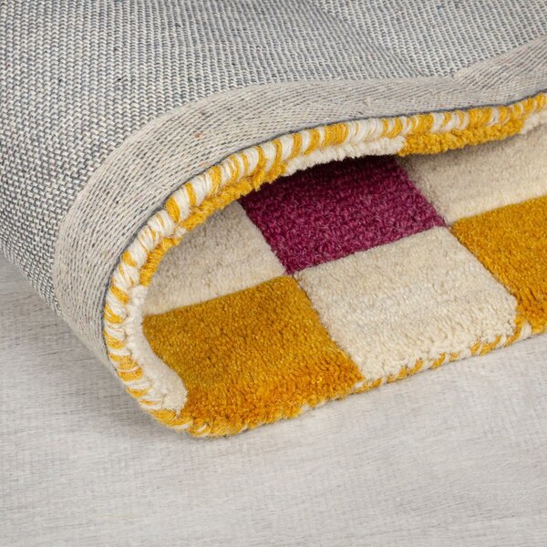 Žuta /ružičasta ručno rađena vunena staza 60x230 cm Kai Wool Border – Flair Rugs