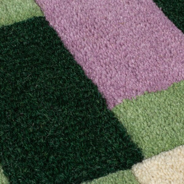 Zelena/ljubičasta ručno rađena vunena staza 60x230 cm Kai Wool Border – Flair Rugs