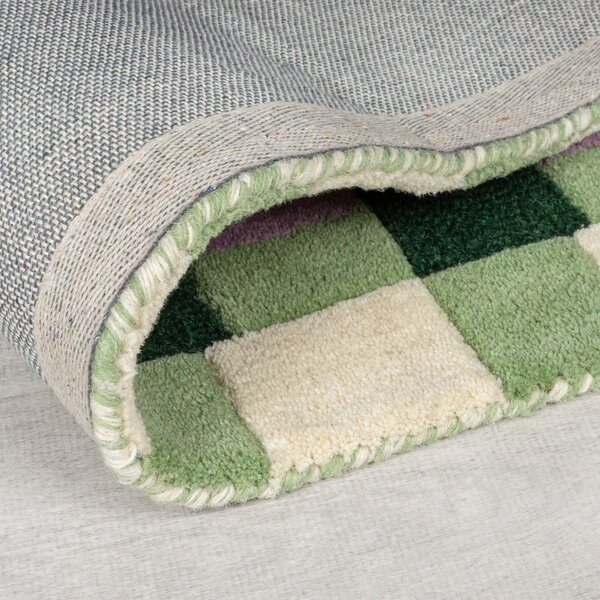 Zelena/ljubičasta ručno rađena vunena staza 60x230 cm Kai Wool Border – Flair Rugs