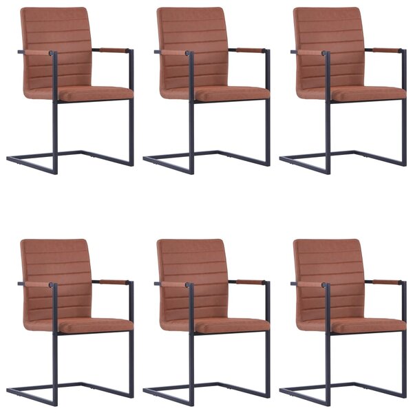 VidaXL Konzolne blagovaonske stolice od umjetne kože 6 kom smeđe