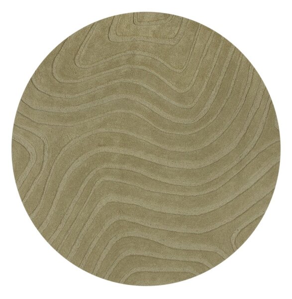 Kaki zeleni ručno rađen vunen okrugao tepih ø 160 cm Mesmerise Sage – Flair Rugs