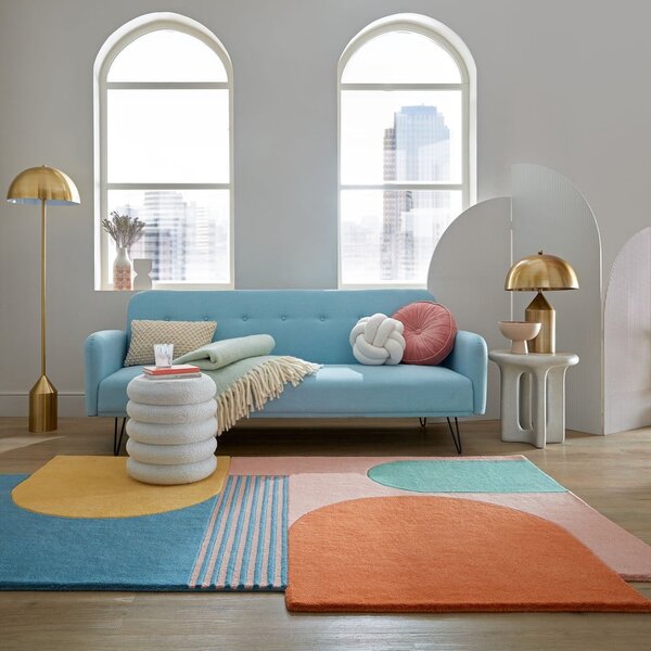 Plavi ručno rađen vunen tepih 120x180 cm Lozenge Bright Multi – Flair Rugs