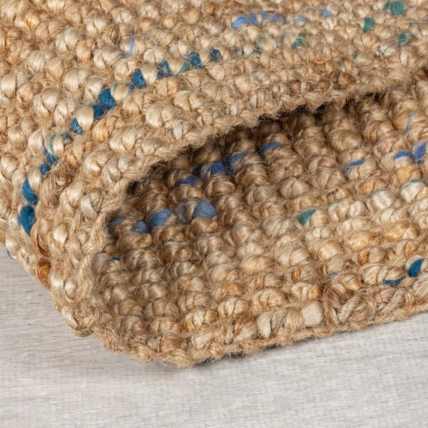 Plava/u prirodnoj boji ručno rađena jutena staza 60x300 cm Jute Boucle Blue – Flair Rugs
