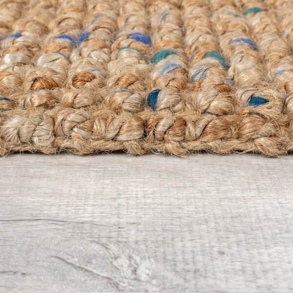 Plava/u prirodnoj boji ručno rađena jutena staza 60x300 cm Jute Boucle Blue – Flair Rugs