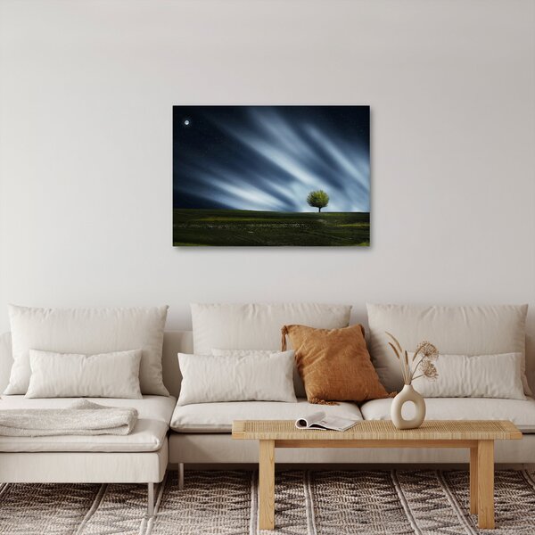 Slika polarne svijetlosti iznad polja vrijeska (70x50 cm)