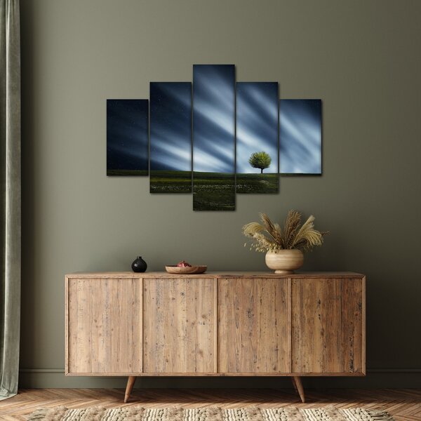 Slika polarne svijetlosti iznad polja vrijeska (150x105 cm)